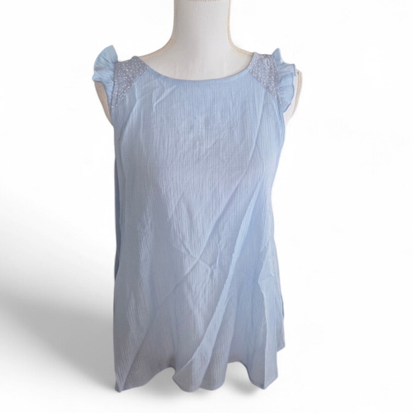 Doe and Rae Tops - DOE and RAE Light Blue Sleeveless Women's Top